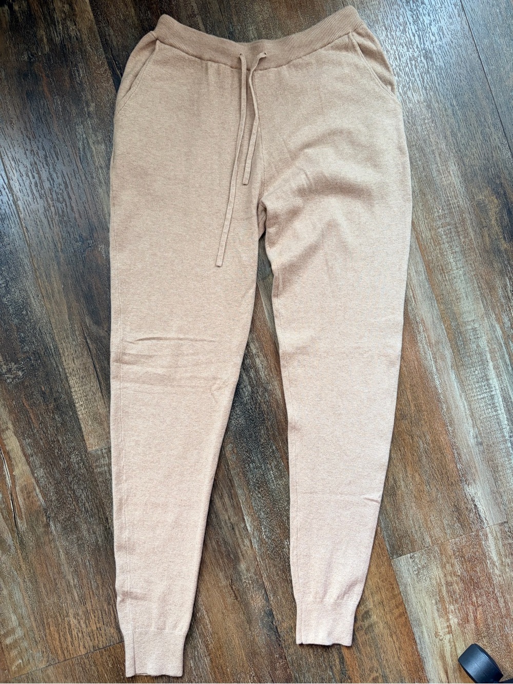 THIRDLOVE Women’s S Beige Knit Jogger Pants Tapered Drawstring Waist Cozy Casual